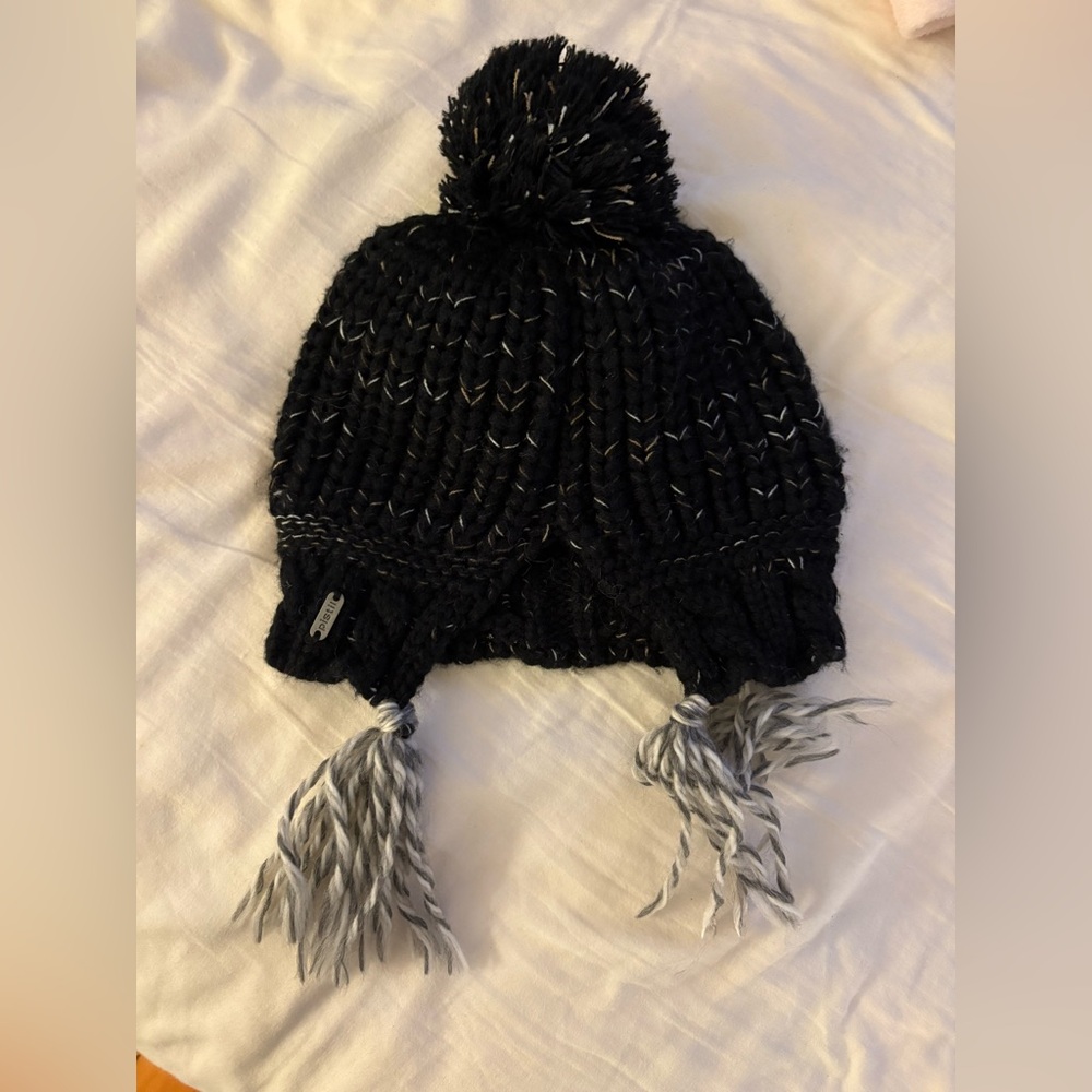 Pistil Black and Gray Kids Pom-Pom Hat
